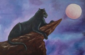 panther and moon