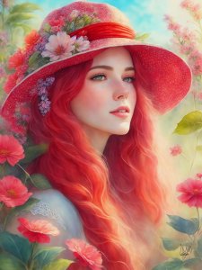 Watercolor Floral Woman
