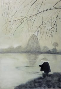 Fishing in the river 38x55 cm