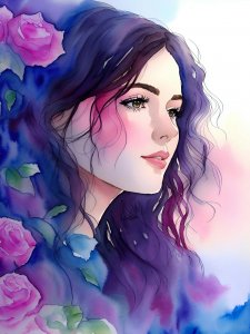 Watercolor Floral Woman