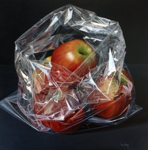 Bag with red apples