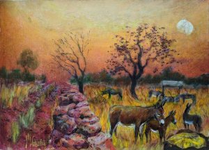 Donkeys from Majorca. Original paintings online