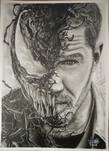 Venom - Dibujo hecho a lápiz y carboncillo