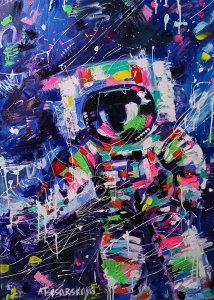 Starman - colorful portrait of astronaut in space