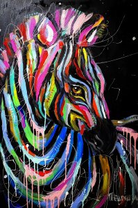 Wild zebra - colorful portrait zebra 60×90