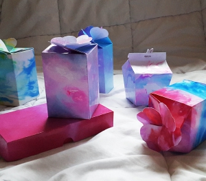 Gift boxes painted with watercolor