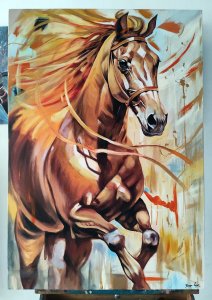 Decorative painting of galloping fire horse