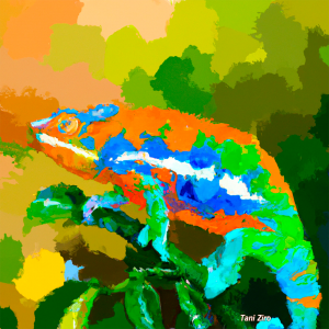 Chameleon Manet style digital art