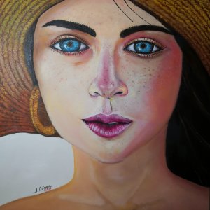 Woman face with hat