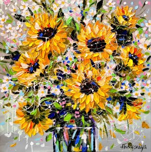 Sunflowers in vase 80×80 ×3,5