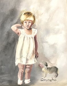 Little girl with sheep