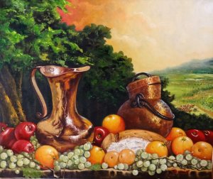 FRUITS AND JUGS WITH LANDSCAPE 7B