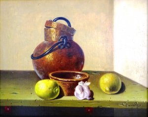 PITCHER OF COPPER AND LEMONS