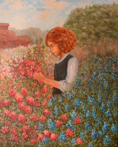 Girl among the flowers