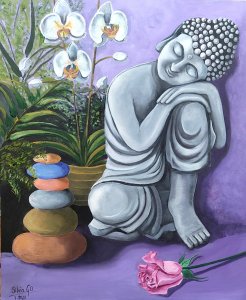 Buda y flores