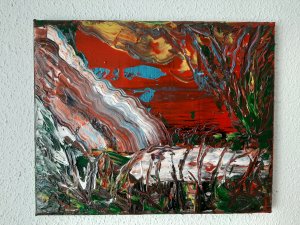 "The waterfall at sunset" 30x24 cm