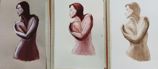 triptych nude woman