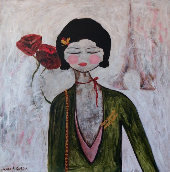 THE RED BOW- 100x100cm