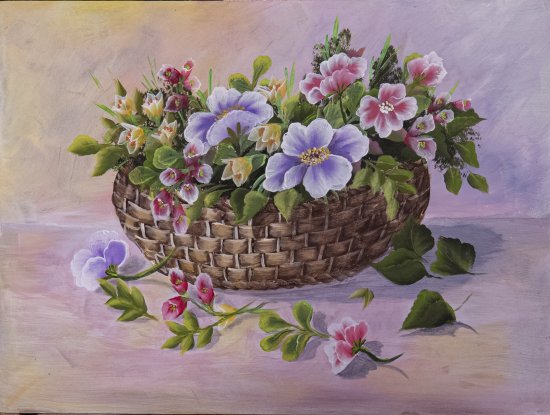 Wicker basket with flowers