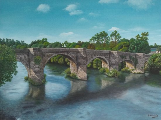 Ponte medieval de Pontevea. Óleo sobre lienzo 40x30 cm