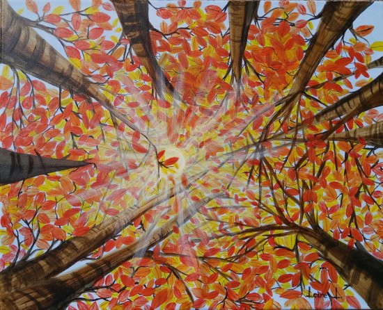 vaso panel Retirada Rayos de sol en otoño, cuadro original, Acrílico sobre Lienzo, comprar  cuadros