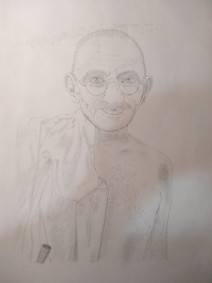Premium Photo | Artistic Black and White Pencil Drawing of Mahatma Gandhi