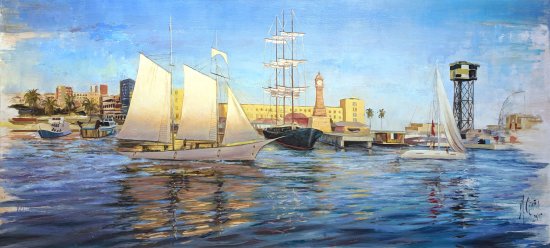 Barcelona - Oleos de marinas impresionistas del Mediterráneo