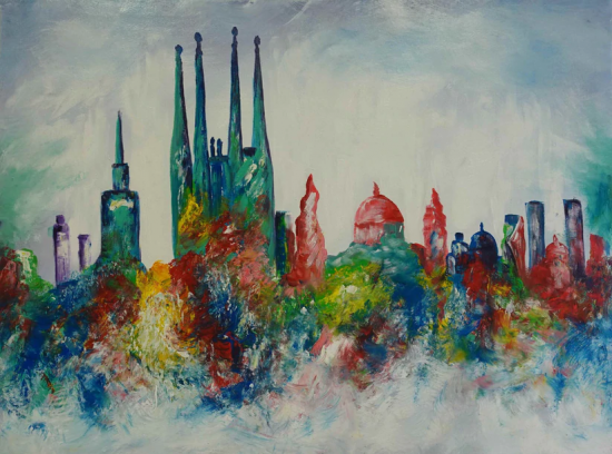 Abstract Barcelona- paintings of cities of the world