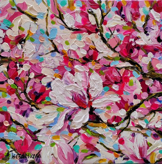 Magnolias field - spring flowers 40 ×40
