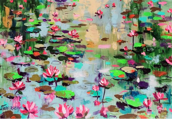 Lake with water lilies 92×65