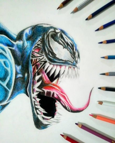  Venom realista, Lápiz, Dibujos, comprar arte original