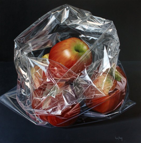 Bag with red apples