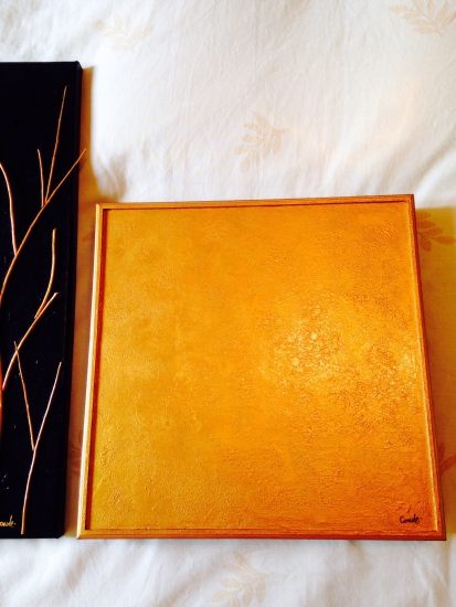 Lienzo de madera en pintura dorada