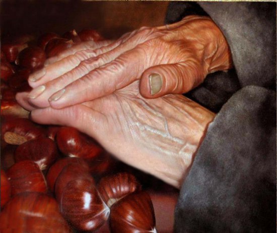 Hands of elderly man