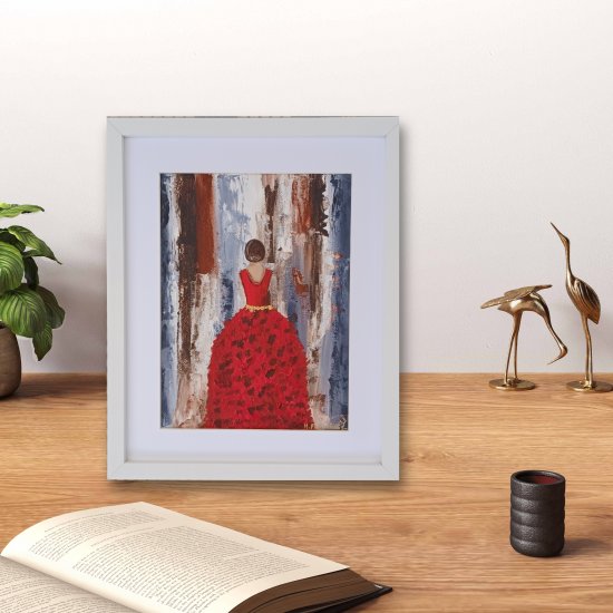 Woman in red painting, FRAME INCLUDED