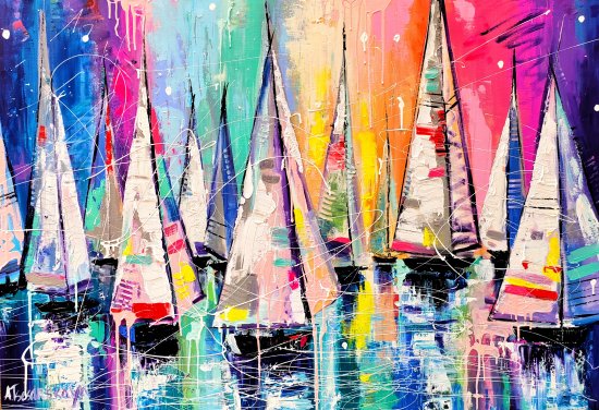 Colorful sailboats 116×81