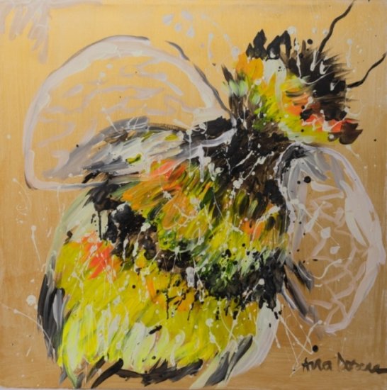 Abeja de tela con margaritas y alas de lentejuelas para colg (16.16.39) -  Art From Italy