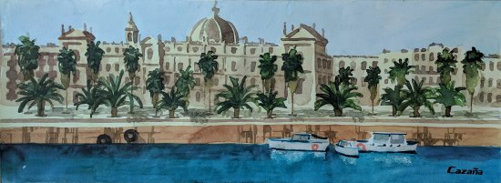 Port Vell of Barcelona. Original paintings online