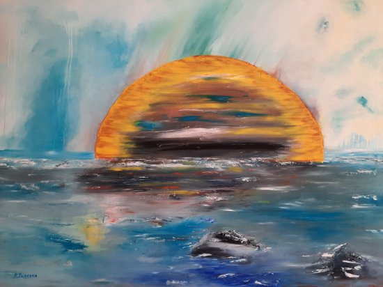 "Sunrise in Cala Ratjada", 100x73 cm, 200e