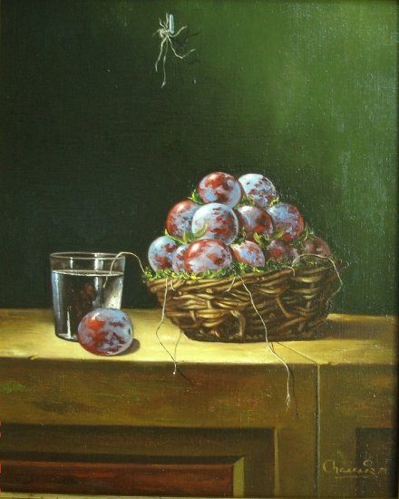 BASKET WITH PLUMS