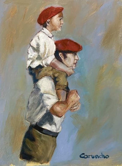 Pelayo on the shoulders of his father