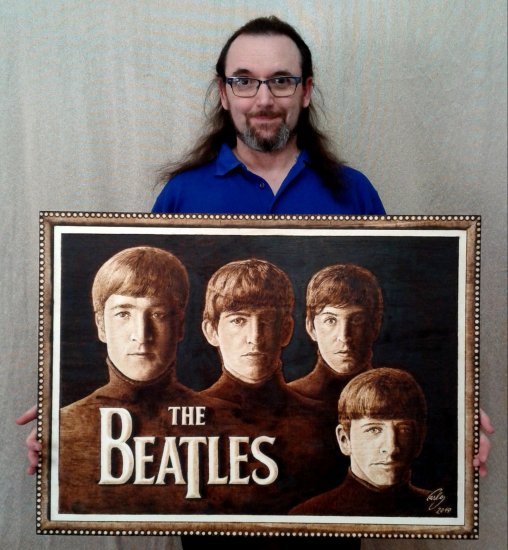 WITH THE BEATLES - PIROGRAIFY PICTURE 60 X 80 cm