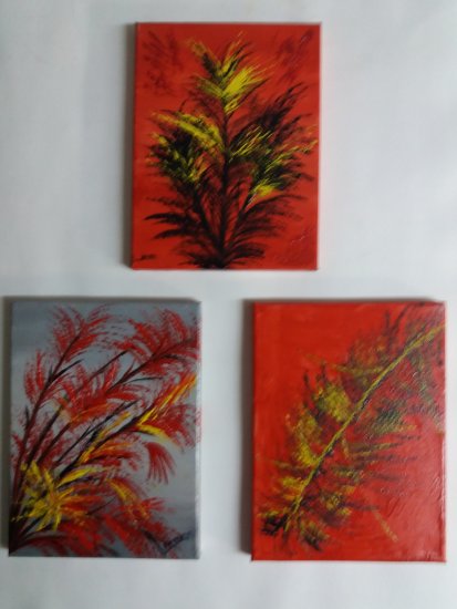 Fantasy in 3 small paintings ... Oil