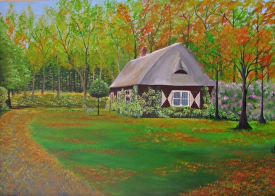 La casa del bosque en otoño