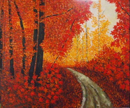Scarlet forest, oil on canvas