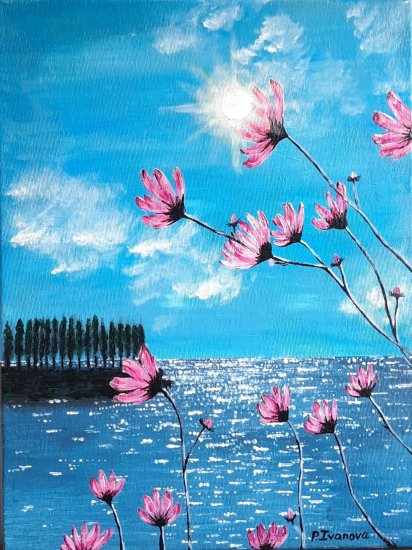 " Sunny day and flowers " , 40x30 cm