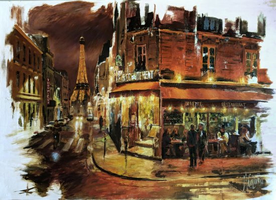 Oil painting of Paris