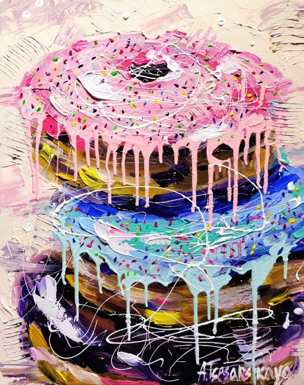 Sweet colorful donuts - food painting