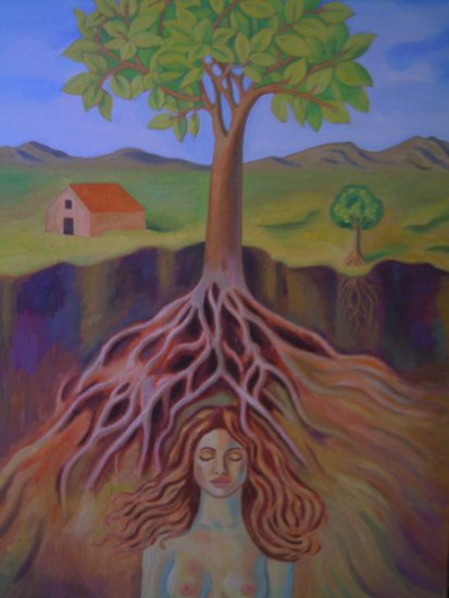 Woman under a tree